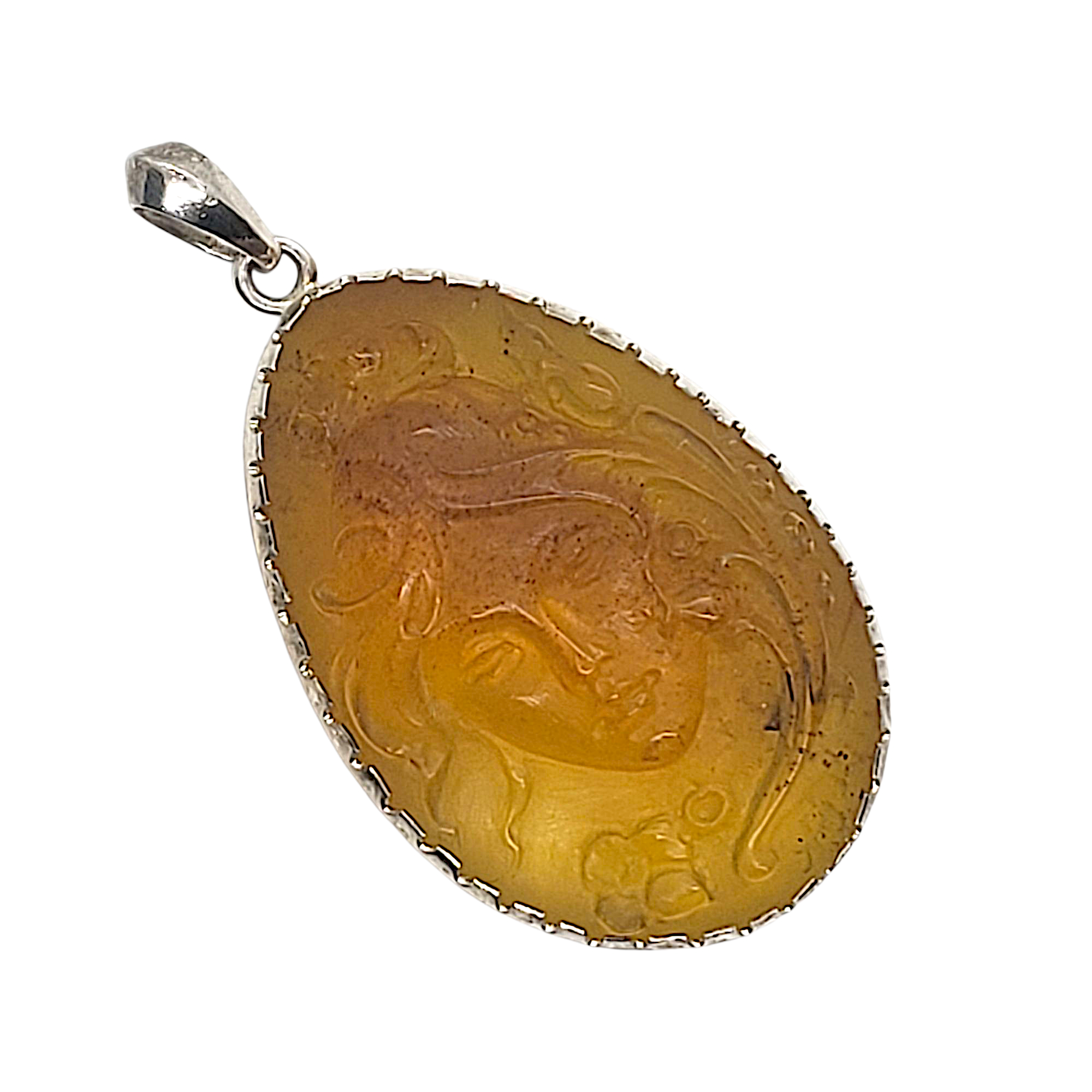 Dominican Amber Cameo Pendant