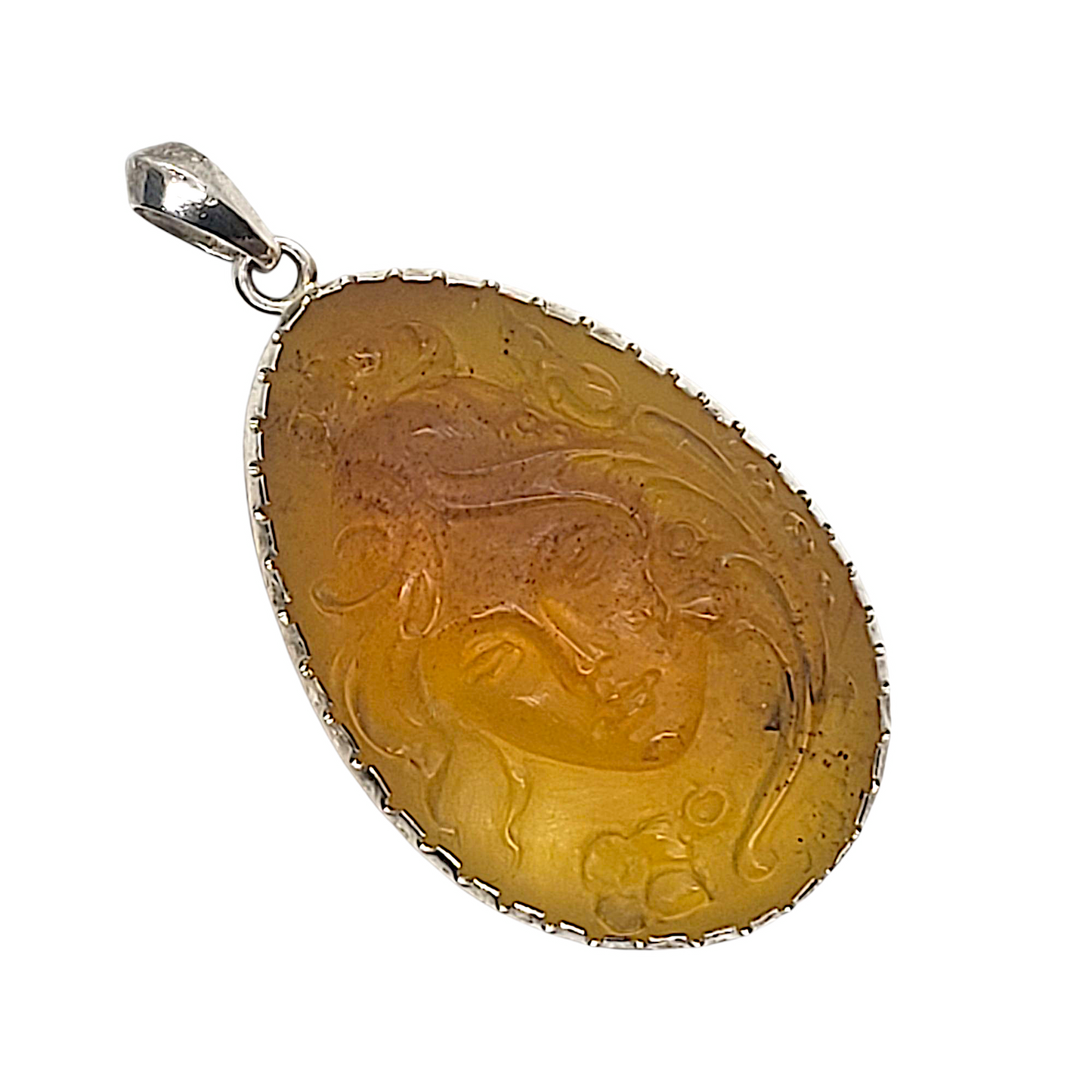 Dominican Amber Cameo Pendant
