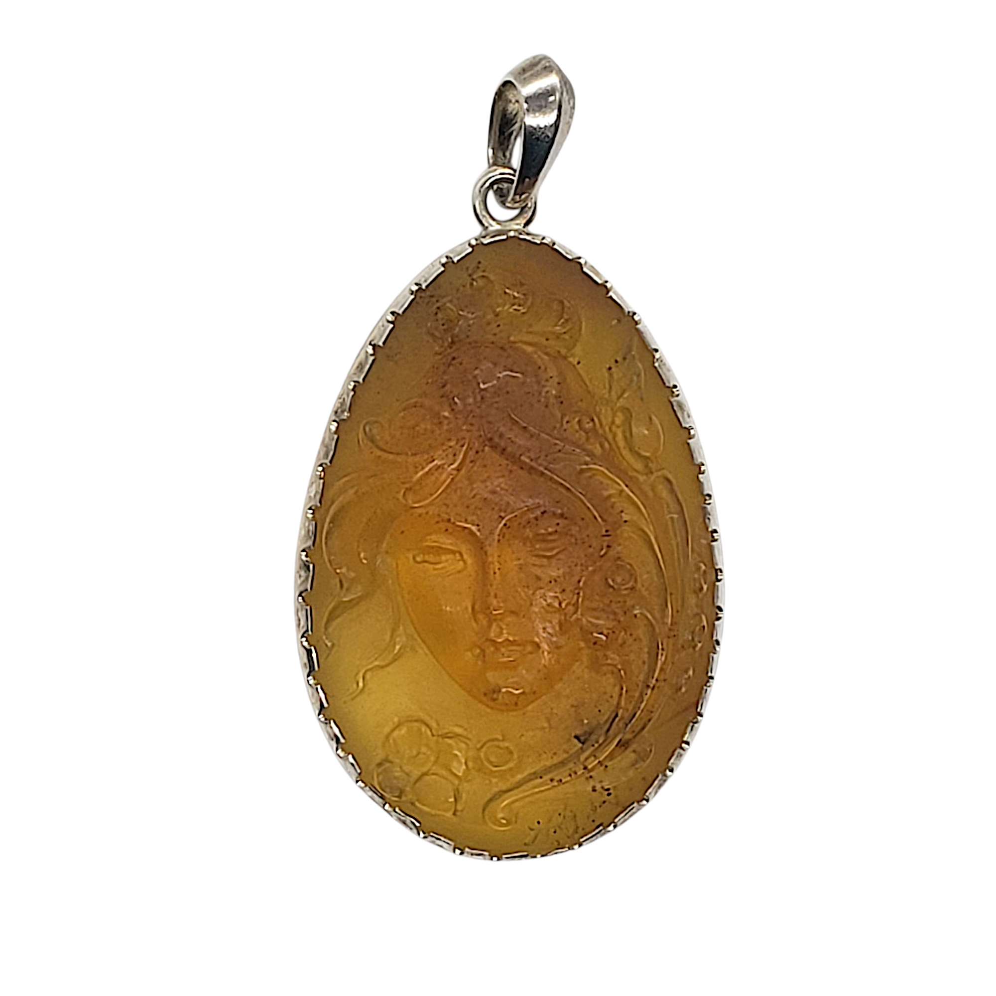 Dominican Amber Cameo Pendant