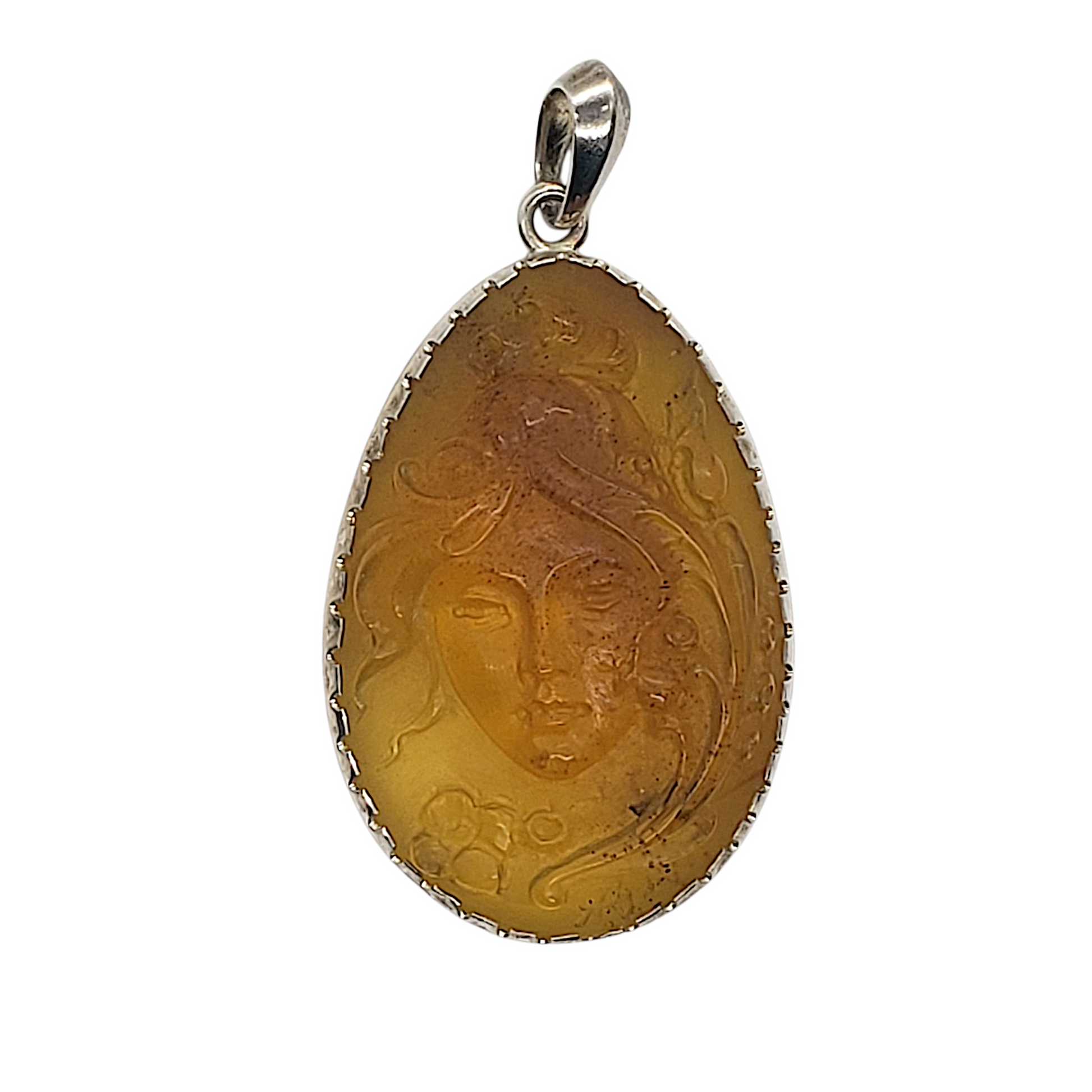 Dominican Amber Cameo Pendant