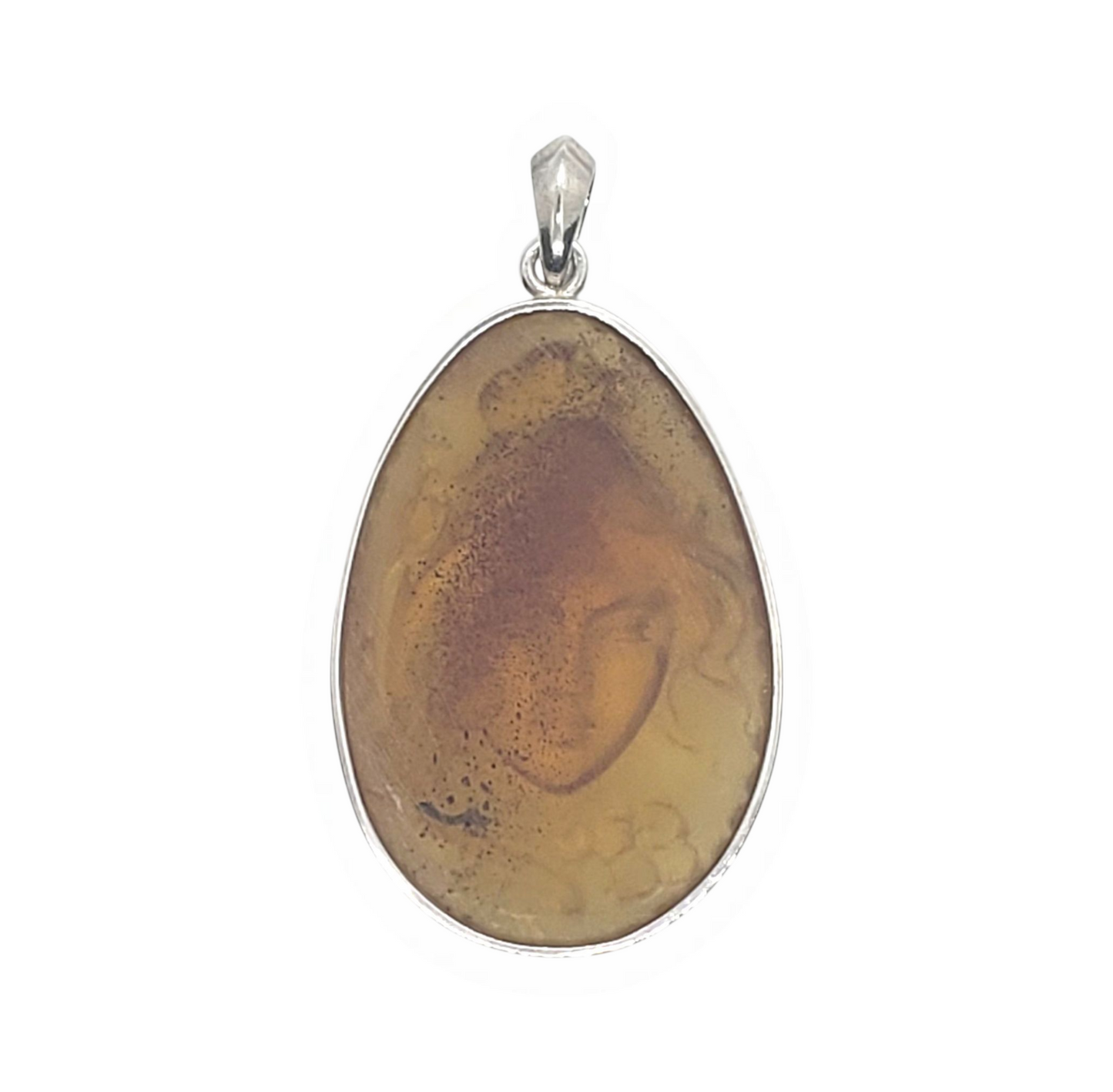 Back of a Dominican Amber Cameo Pendant