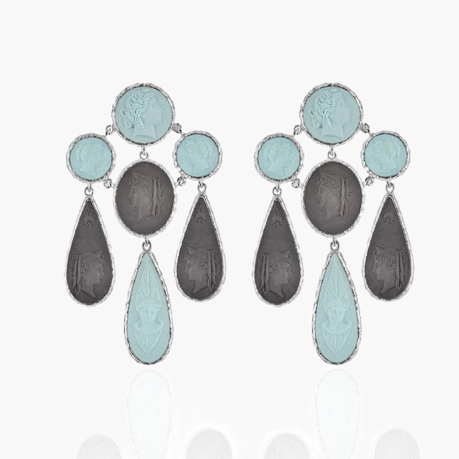 Profile of Women in Ancient Rome Cameo Chandelier Earrings