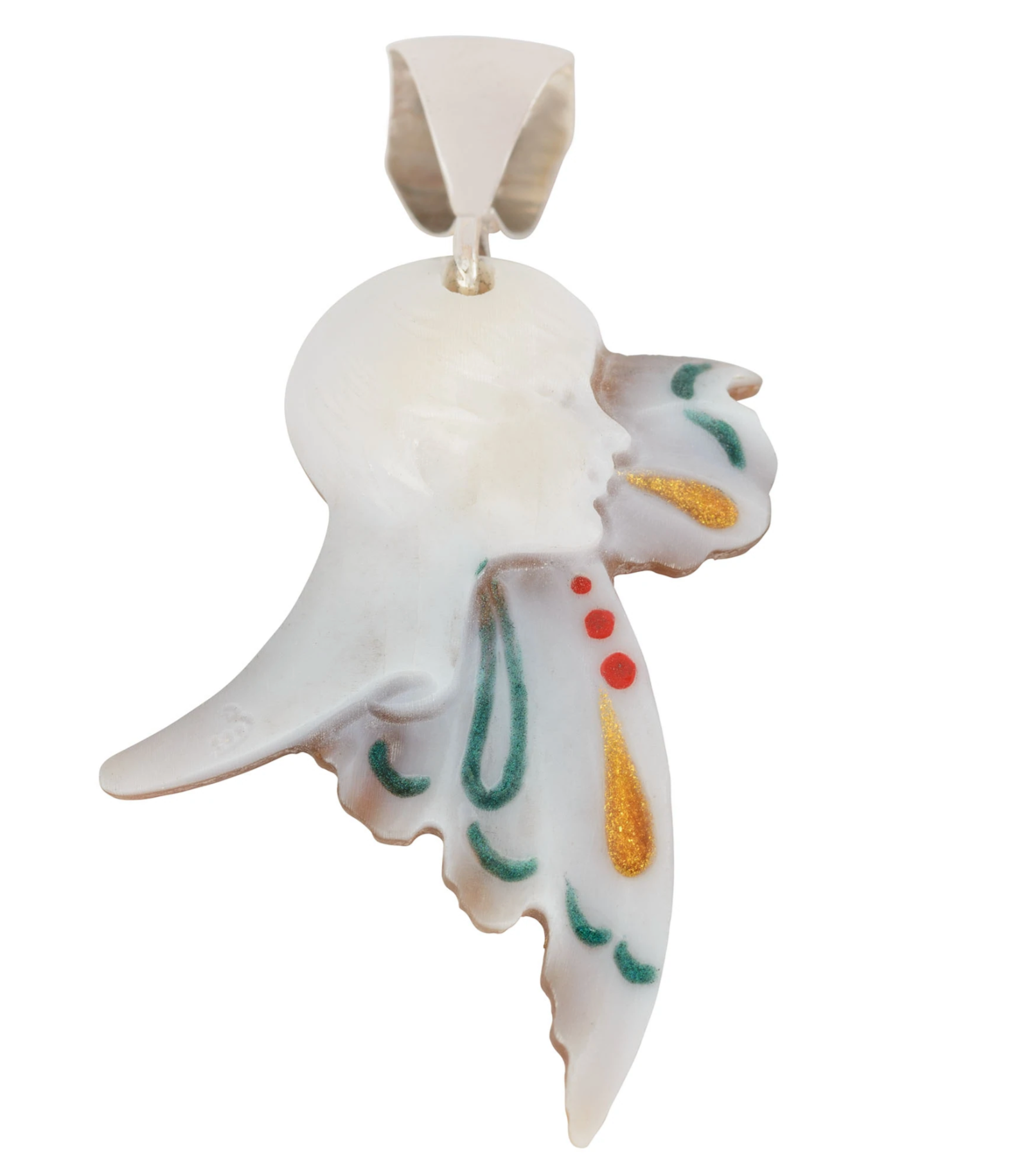 Enamel Carved Cameo Natural Shell Deco Style Pendant