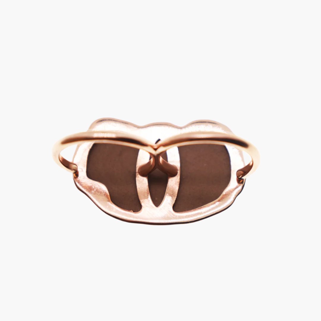 Greek Medusa Cameo Double Ring - 18K Rose Gold Vermeil Statement Jewelry