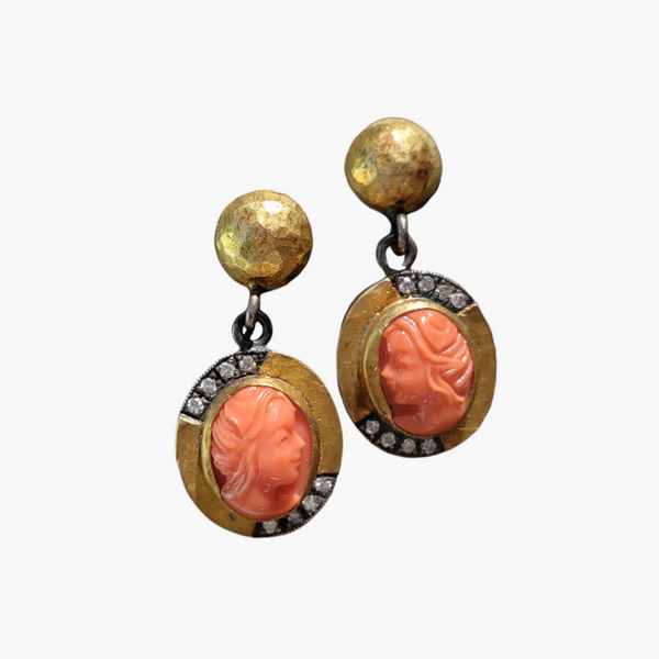 Coral Cameo Earrings