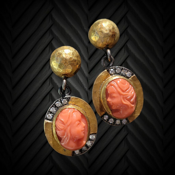 Coral Cameo Earrings