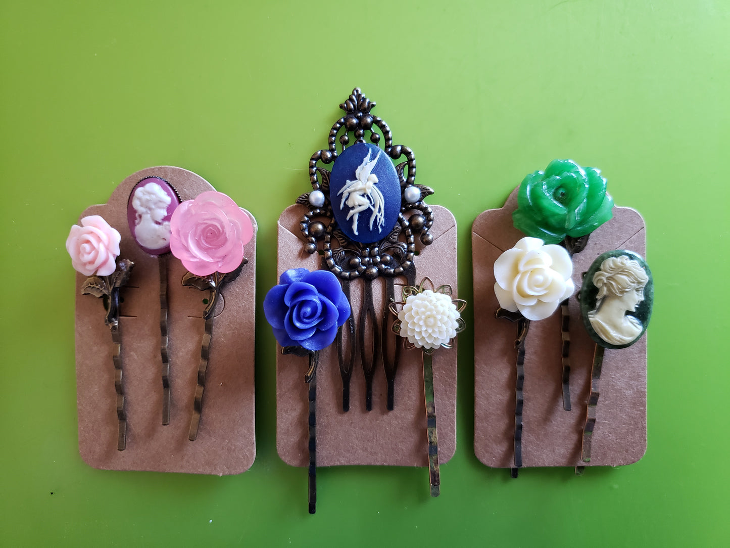 Handmade Cameo Bobby Pins
