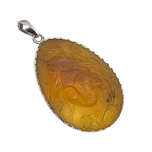 Dominican Amber Cameo Pendant
