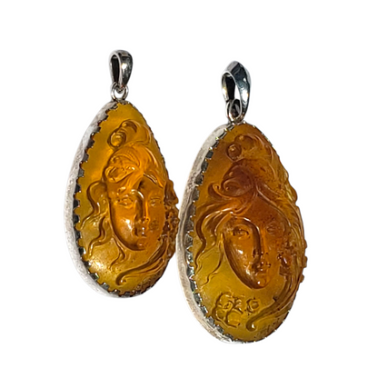 Dominican Amber Cameo Necklace
