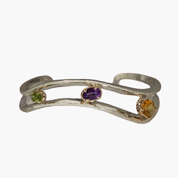 Gemstone Stacking Cuff with Citrine, Amethyst & Peridot