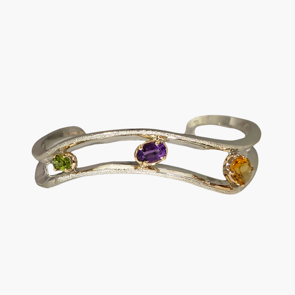 Gemstone Stacking Cuff with Citrine, Amethyst & Peridot