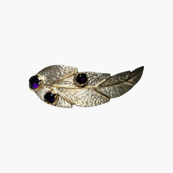 Amethyst Leaf Brooch