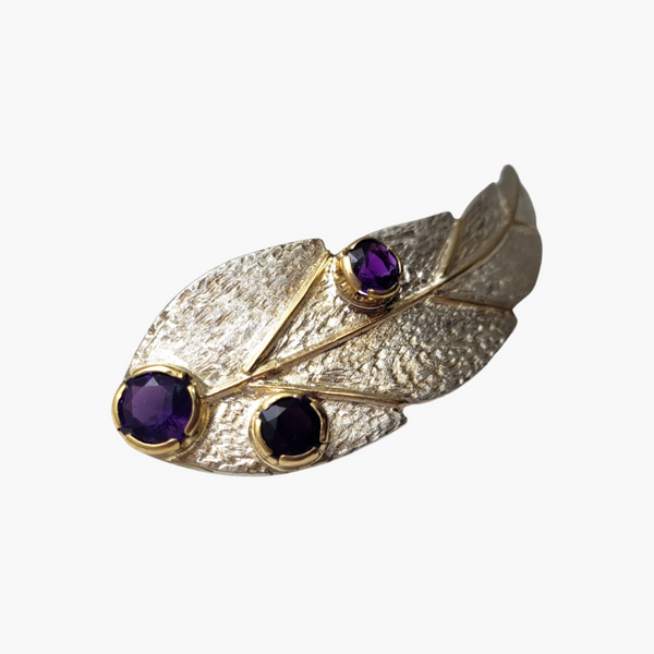 Amethyst Leaf Brooch1