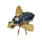 Blue Sapphire & Diamond Bee Brooch or Pendant