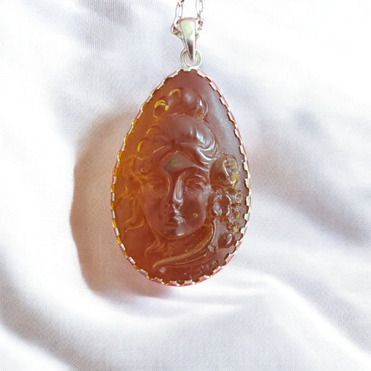 Dominican Amber Cameo Necklace