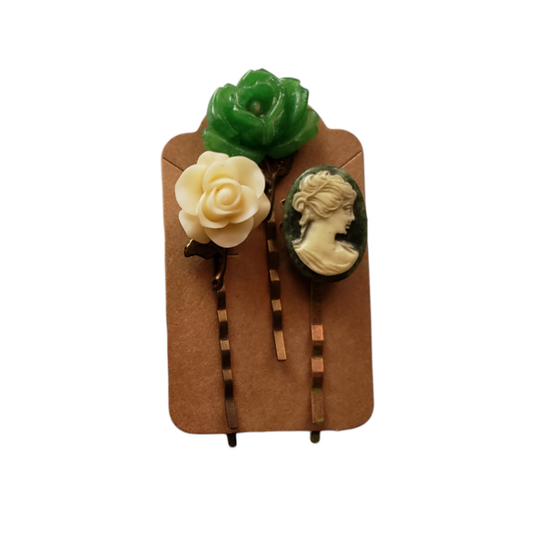 Handmade Cameo Bobby Pins