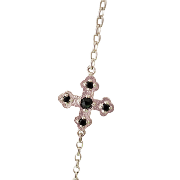 Black Spinel Cross Necklace