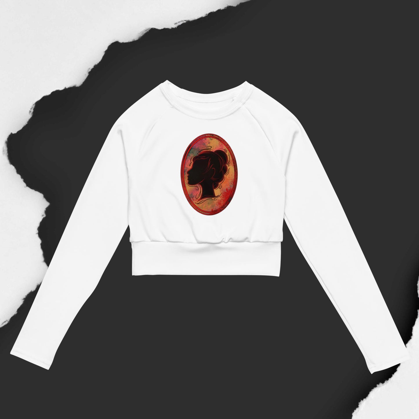 Langärmliges Cameo-Crop-Top aus Recyclingmaterial
