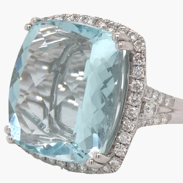 Aquamarine and Diamond Ring 19.22 Carats