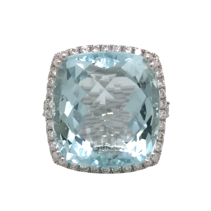 Aquamarine and Diamond Ring 19.22 Carats