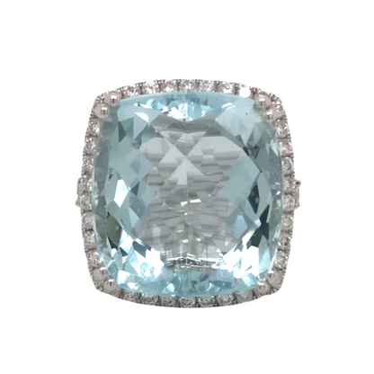 Aquamarine and Diamond Ring 19.22 Carats