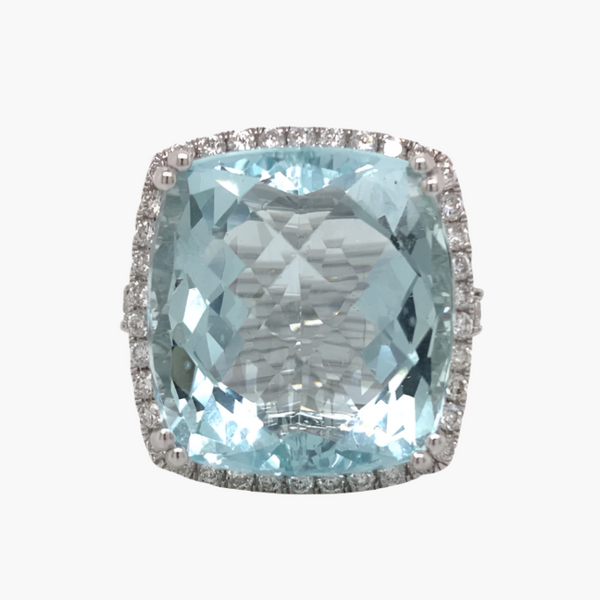 Aquamarine and Diamond Ring 19.22 Carats