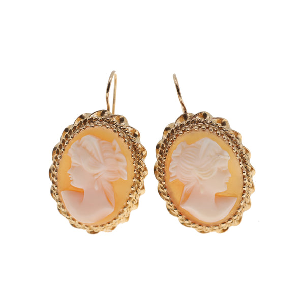 Natural Carved Shell Cameo Earrings