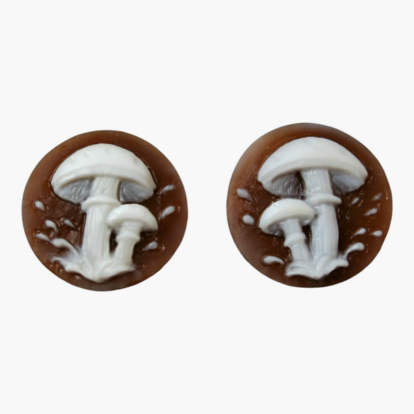 Hammered Mushroom Cameo Earrings