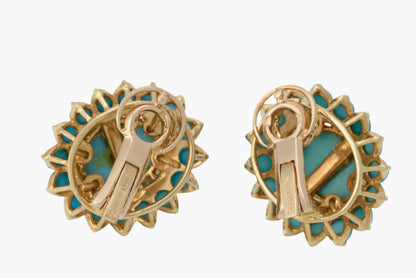 Boucheron Turquoise and Diamond Clip Earrings
