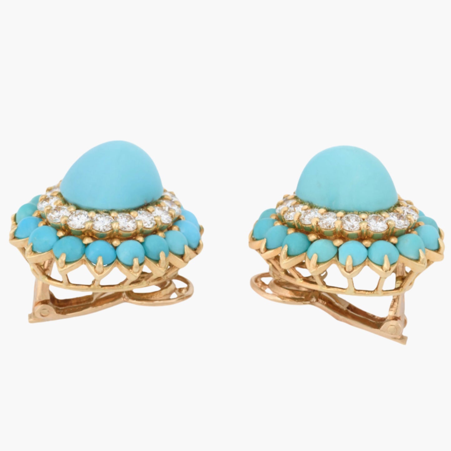 Boucheron Turquoise and Diamond Clip Earrings