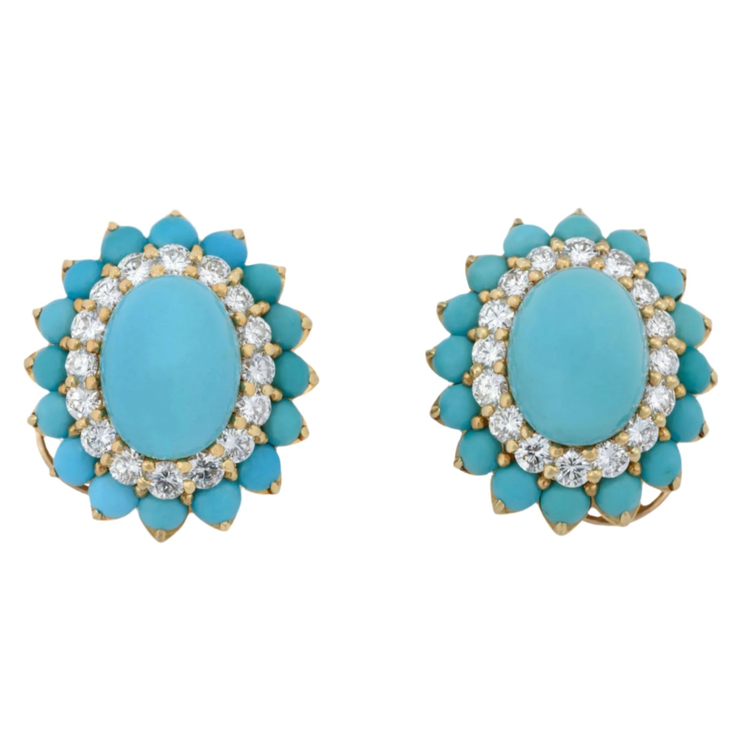 Boucheron Turquoise and Diamond Clip Earrings