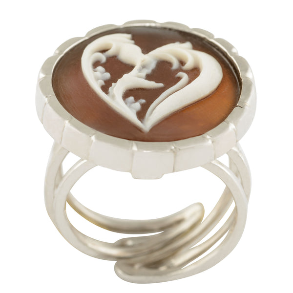 Heart Cameo Adjustable Ring New
