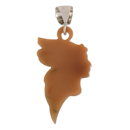 Geëmailleerde camee hanger in Victoriaanse stijl met natuurlijke schelp in sterlingzilver