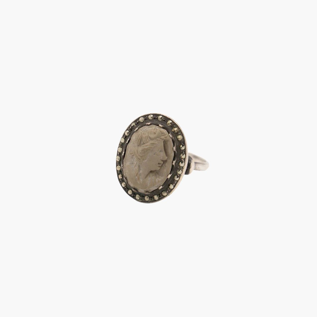 Antique Lava Cameo Ring with Marcasite4