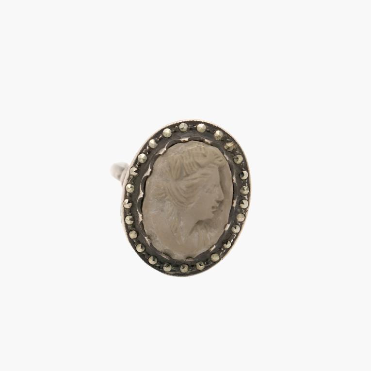 Antique Lava Cameo Ring with Marcasite2