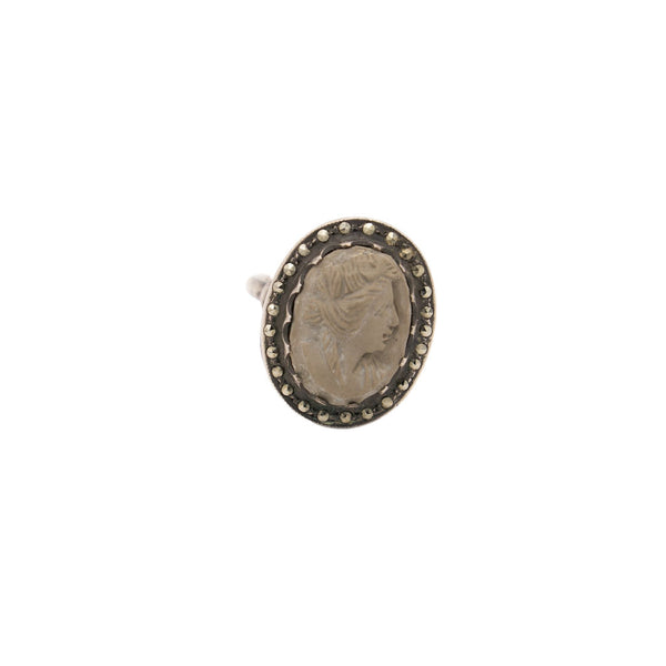 Antique Lava Cameo Ring with Marcasite
