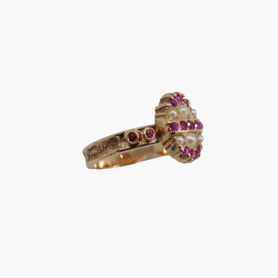 Vintage Ruby and Seed Pearl Ring