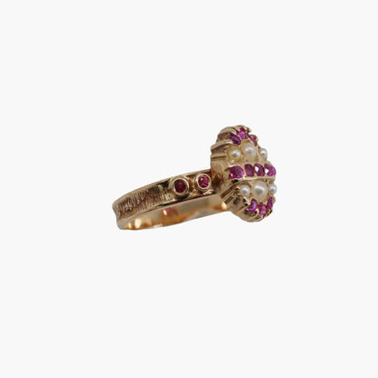 Vintage Ruby and Seed Pearl Ring