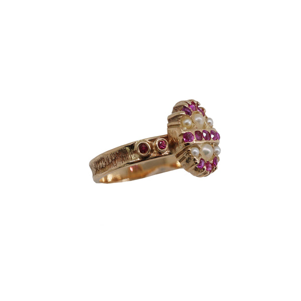 Vintage Ruby and Seed Pearl Ring