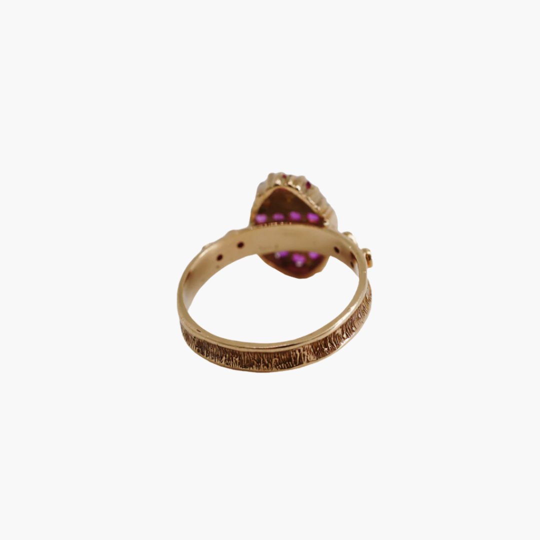 Vintage Ruby and Seed Pearl Ring