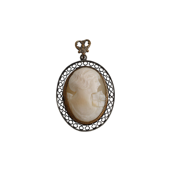 Vintage Sterling Silver Cameo Pendant