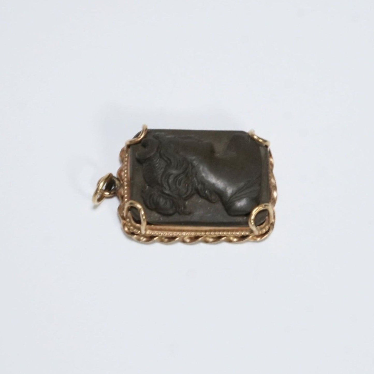 Vintage Diana with Crescent Moon Lava Pendant