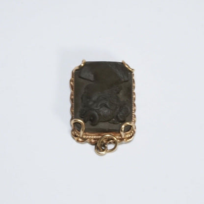 Vintage Diana with Crescent Moon Lava Pendant