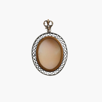 Vintage Cameo Pendant with Heart Bail