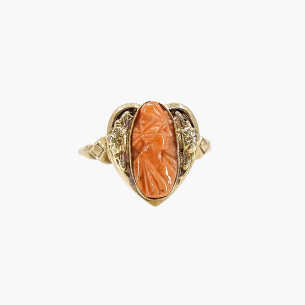 Antique Coral Cameo Ring