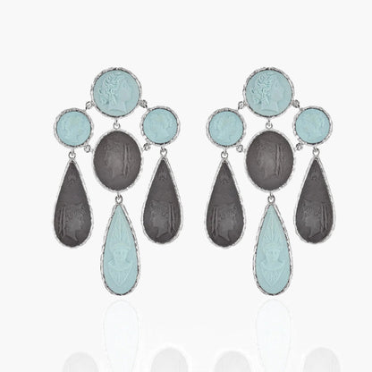 Profile of Women in Ancient Rome Cameo Chandelier Earrings