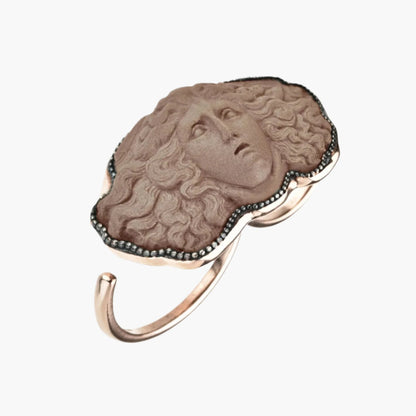 Greek Medusa Cameo Double Ring
