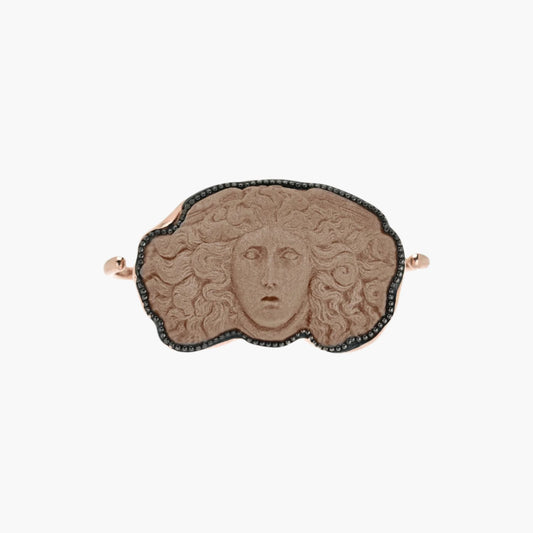 Greek Medusa Cameo Double Ring