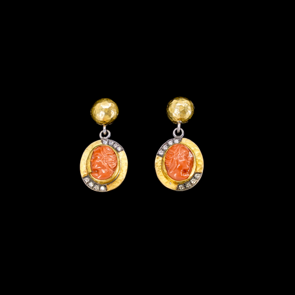 Coral Cameo Earrings