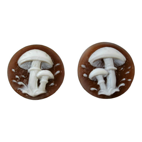 Oxidized Hammered Mushroom Cameo Earrings